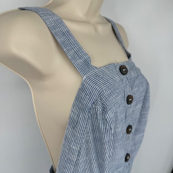 JAPNA Women's Size M Romper Jumpsuit Blue Striped straight  Leg 100% Cotton Casu - Picture 8 of 14